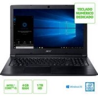 Notebook Acer A315-53-55DD Intel Core I5 7200U 4GB 1TB LED 15,6 W10 Preto Notebook Acer A315-53-55DD Intel Core I5 7200U 4GB 1TB LED 15,6 W10 Preto