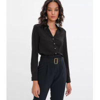 Camisa Básica Manga Longa com Botoes - Preto Camisa Básica Manga Longa com Botoes - Preto