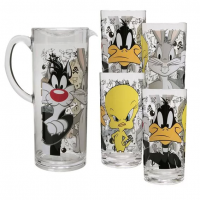 Kit Looney Tunes Jarra + Copo Alto 5 Peças Kit Looney Tunes Jarra + Copo Alto 5 Peças