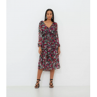 Vestido Floral Midi Manga Longa com Decote V Frente E Costas com Babados Preto
Vestido Floral Midi Manga Longa com Decote V Frente E Costas com Babados Preto