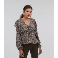 Blusa Floral com Babados Verde Blusa Floral com Babados Verde