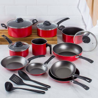 Kit Frigideiras Antiaderente Vermelha 2 pçs + Panela Wok Antiaderente Vermelha 24cm + Panelas Antiaderente Vermelha 10 peças Kit Frigideiras Antiaderente Vermelha 2 pçs + Panela Wok Antiaderente Vermelha 24cm + Panelas Antiaderente Vermelha 10 peças