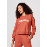 Blusão Feminino em Malha de Algodão Estampado - Laranja Blusão Feminino em Malha de Algodão Estampado - Laranja