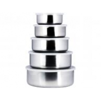 Jogo de Potes de Inox HomeGarden com Tampa - Redondo HG101004 5 Peças Jogo de Potes de Inox HomeGarden com Tampa - Redondo HG101004 5 Peças