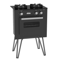 Fogão Portátil Venax Mini Cook 2 Bocas Com Forno A Gás GLP Preto Fogão Portátil Venax Mini Cook 2 Bocas Com Forno A Gás GLP Preto