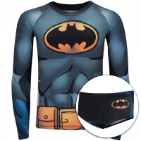 Conjunto Camiseta Manga Longa com Proteção Solar UV e Sunga Liga da Justiça Batman Conjunto Camiseta Manga Longa com Proteção Solar UV e Sunga Liga da Justiça Batman