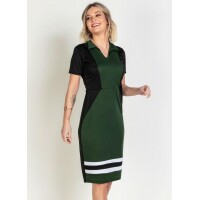 Vestido Tricolor com Gola Vestido Tricolor com Gola