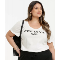 Blusa Feminina Estampa Frontal Plus Size Manga Curta Blusa Feminina Estampa Frontal Plus Size Manga Curta
