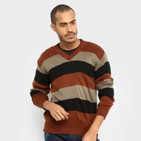 Blusa Tricot Karian Listrada Manga Longa Masculina Blusa Tricot Karian Listrada Manga Longa Masculina