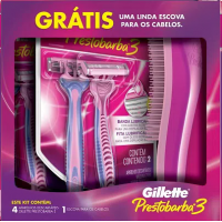 2 Kits Aparelho para Depilar Gillette Prestobarba 3 Feminino com 4 Unidades Grátis Escova para Cabelo 2 Kits Aparelho para Depilar Gillette Prestobarba 3 Feminino com 4 Unidades Grátis Escova para Cabelo