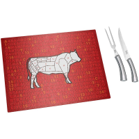 Conjunto para Churrasco com Tábua de Vidro 3 Peças - Carnes - Euro Home Conjunto para Churrasco com Tábua de Vidro 3 Peças - Carnes - Euro Home