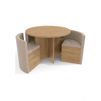 Conjunto Mesa Nirá C/ 4 cadeiras Freijó/Geométrico Bege Kappesberg Conjunto Mesa Nirá C/ 4 cadeiras Freijó/Geométrico Bege Kappesberg
