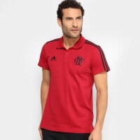 Camisa Polo Flamengo Adidas 3 Stripes Masculina - Vermelho e Preto Camisa Polo Flamengo Adidas 3 Stripes Masculina - Vermelho e Preto