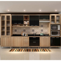Kit Cozinha Sicília Com Tampo 5807-S4T - Multimóveis - Argila / Preto Kit Cozinha Sicília Com Tampo 5807-S4T - Multimóveis - Argila / Preto