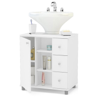 Balcão de banheiro com 3 gavetas Branco Politorno Balcão de banheiro com 3 gavetas Branco Politorno