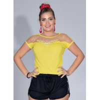 Blusa Detalhe de Tule Amarela Blusa Detalhe de Tule Amarela