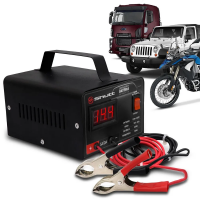 Carregador Bateria Automotivo Shutt Bivolt 12V 10A 120W Com Voltímetro Auxiliar Partida Preto Carregador Bateria Automotivo Shutt Bivolt 12V 10A 120W Com Voltímetro Auxiliar Partida Preto