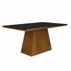 Mesa de Jantar Retangular Tampo MDF/Vidro 120cm Pampulha Leifer Imbuia Mel/Preto Mesa de Jantar Retangular Tampo MDF/Vidro 120cm Pampulha Leifer Imbuia Mel/Preto