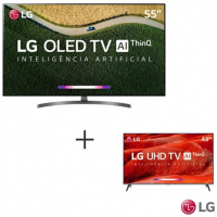 Smart TV 4K LG OLED 55 Ultra HD - OLED55B9PSB + Smart TV 4K LG LED 43 com Inteligencia Artificial - 43UM7510PSB Smart TV 4K LG OLED 55 Ultra HD - OLED55B9PSB + Smart TV 4K LG LED 43 com Inteligencia Artificial - 43UM7510PSB