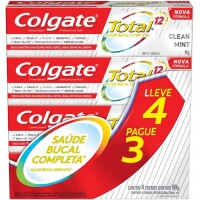 Creme Dental Colgate Total 12 Clean Mint 90G com 4 Unidades Creme Dental Colgate Total 12 Clean Mint 90G com 4 Unidades