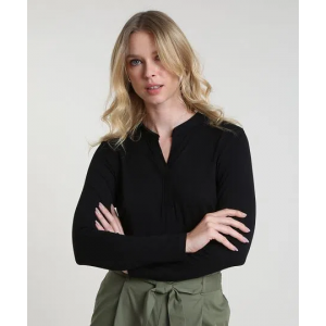 Blusa Feminina Manga Longa Decote V Preta Tam G Blusa Feminina Manga Longa Decote V Preta Tam G