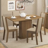 Conjunto Sala de Jantar Madesa Talita Mesa Tampo de Madeira com 4 Cadeiras Conjunto Sala de Jantar Madesa Talita Mesa Tampo de Madeira com 4 Cadeiras