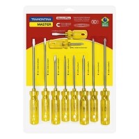 Jogo Chaves de Fenda e Philips Tramontina Masterplus 10 Peças com ponta magnetizada Jogo Chaves de Fenda e Philips Tramontina Masterplus 10 Peças com ponta magnetizada