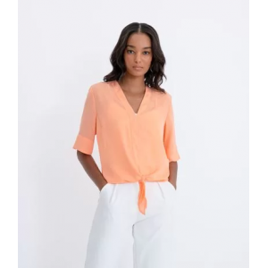 Blusa Manga Curta Lisa com Amarração Blusa Manga Curta Lisa com Amarração