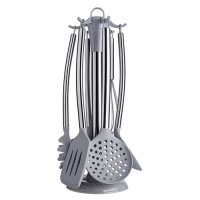 Kit Utensílios Euro Home 7 Peças Silicone Com Cabo Inox Cinza Kit Utensílios Euro Home 7 Peças Silicone Com Cabo Inox Cinza
