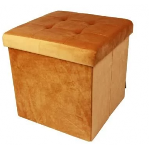 Puff Organizador Veludo Açafrão 38x37,5cm - A/CASA Puff Organizador Veludo Açafrão 38x37,5cm - A/CASA