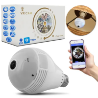 Lâmpada Espiã Câmera LED Wifi Panorâmica 360° Full HD 1.3Mp Microfone Controle Android iOS SD Bivolt Lâmpada Espiã Câmera LED Wifi Panorâmica 360° Full HD 1.3Mp Microfone Controle Android iOS SD Bivolt