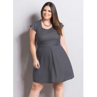 Vestido Evasê Poá Marguerite Plus Size - Feminino Vestido Evasê Poá Marguerite Plus Size - Feminino