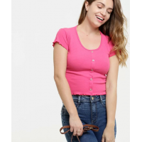 Blusa Feminina Canelada Manga Curta Marisa Blusa Feminina Canelada Manga Curta Marisa