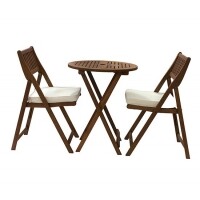 Conjunto Mesa/Cadeira Dobrável Juquehy Cru/Natural 3 Peças Conjunto Mesa/Cadeira Dobrável Juquehy Cru/Natural 3 Peças