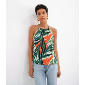 Blusa sem Manga Estampa Folhagem em Viscose Blusa sem Manga Estampa Folhagem em Viscose