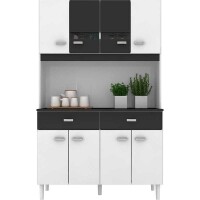 Cozinha Compacta 8 Portas e 2 Gavetas Manu - Poquema - Branco / Preto Cozinha Compacta 8 Portas e 2 Gavetas Manu - Poquema - Branco / Preto