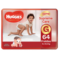 Fralda Huggies Turma da Mônica Supreme Care - Tam. G 9 a 12,5kg 64 Unidades Fralda Huggies Turma da Mônica Supreme Care - Tam. G 9 a 12,5kg 64 Unidades