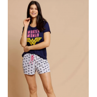 Pijama Feminino Estampa Mulher Maravilha Liga da Justiça Pijama Feminino Estampa Mulher Maravilha Liga da Justiça