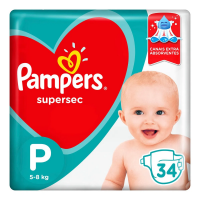 3 Pacotes Fralda Pampers Supersec P - 102 Unidades 3 Pacotes Fralda Pampers Supersec P - 102 Unidades