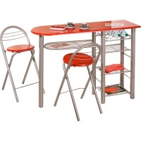 Conjunto de Mesa para Cozinha Brigitte com 2 Banquetas Vermelho - Links Conjunto de Mesa para Cozinha Brigitte com 2 Banquetas Vermelho - Links