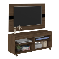Rack Com Painel Para TV Até 32 Pol Cross Amêndoa E Preto Artely Rack Com Painel Para TV Até 32 Pol Cross Amêndoa E Preto Artely