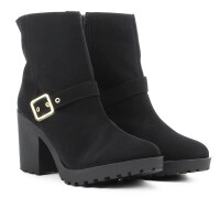 Bota Cano Curto Griffe Salto Grosso Tratorado Detalhe Fivela Feminina Bota Cano Curto Griffe Salto Grosso Tratorado Detalhe Fivela Feminina