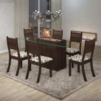 Conjunto Mesa 6 Cadeiras e Tampo de Vidro Temperado Viero Shell Conjunto Mesa 6 Cadeiras e Tampo de Vidro Temperado Viero Shell