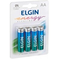 2 unidades Kit Pilhas Alcalinas com 4X AA Elgin Baterias 2 unidades Kit Pilhas Alcalinas com 4X AA Elgin Baterias