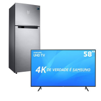 Smart TV LED 58 UHD 4K Samsung 58NU7100 + Refrigerador Samsung RT46K6261S8 Frost Free - 453L Smart TV LED 58 UHD 4K Samsung 58NU7100 + Refrigerador Samsung RT46K6261S8 Frost Free - 453L