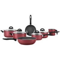 Jogo de Panelas Brinox Chilli CRJ 7 Peças - Vermelho Jogo de Panelas Brinox Chilli CRJ 7 Peças - Vermelho