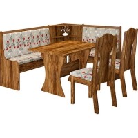 Conjunto de Mesa de Jantar Canto Alemanha Avelã/Floral Cravo + Cadeira Star - Viero Móveis Conjunto de Mesa de Jantar Canto Alemanha Avelã/Floral Cravo + Cadeira Star - Viero Móveis