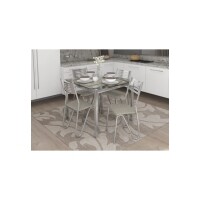 Conjunto Mesa Reno com 4 Cadeiras Napoles Linho Marrom e Cromado Kappesberg Crome Conjunto Mesa Reno com 4 Cadeiras Napoles Linho Marrom e Cromado Kappesberg Crome