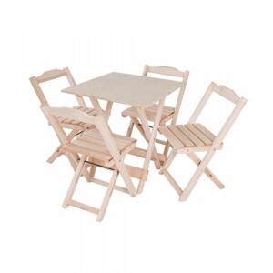 Conjunto Mesa Com 4 Cadeiras Dobrável Trevalla 70x70cm Natural Conjunto Mesa Com 4 Cadeiras Dobrável Trevalla 70x70cm Natural