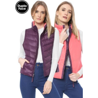 Colete Puffer Timberland Dupla Face Mount Kelsey Roxo/Coral Colete Puffer Timberland Dupla Face Mount Kelsey Roxo/Coral